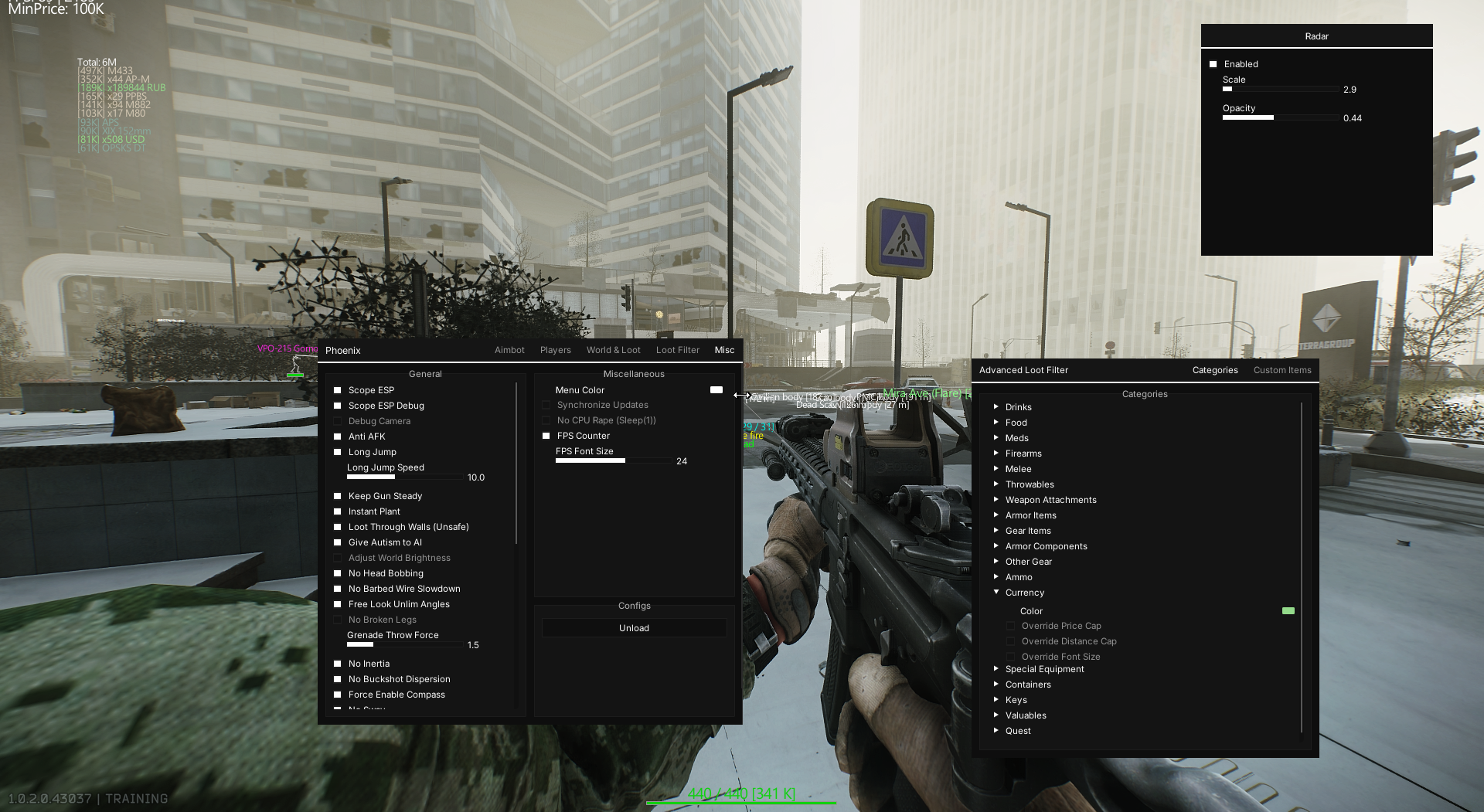 Escape From Tarkov with Valkyrieee EFT cheats - ESP and aimbot enabled